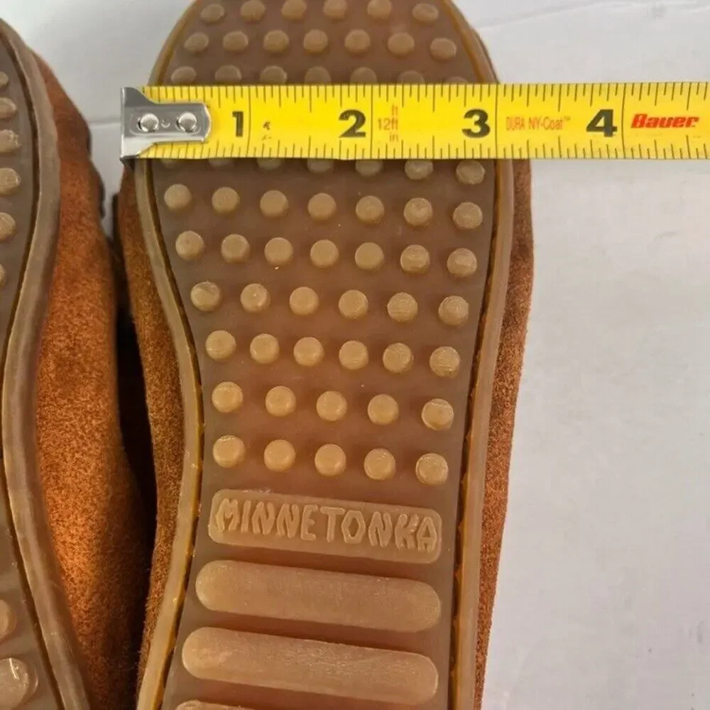 MINNETONKA Moccasin Casual Shoes Youth Kids US 2 Brown Suede Slip On Fringe 2402